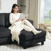HOMCOM Ecksofa, L-förmiges 3-Sitzer-Sofa mit Chaiselongue, Holzkonstruktion, 8 Beine, Cordstoff – Produktabbildung 8