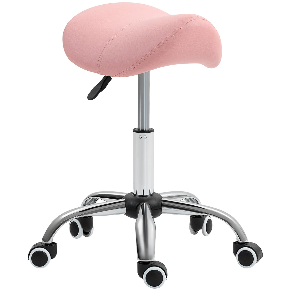 HOMCOM Rollhocker höhenverstellbar 49-61 cm Arbeitshocker 360° drehbar Hocker Bürohocker für Büro Salon