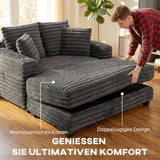 HOMCOM Chaiselongue 2 Sitzer Groß Schlafsofa 134 x 151 cm mit Becherhalter für Wohnzimmer, Grau – Produktabbildung 4
