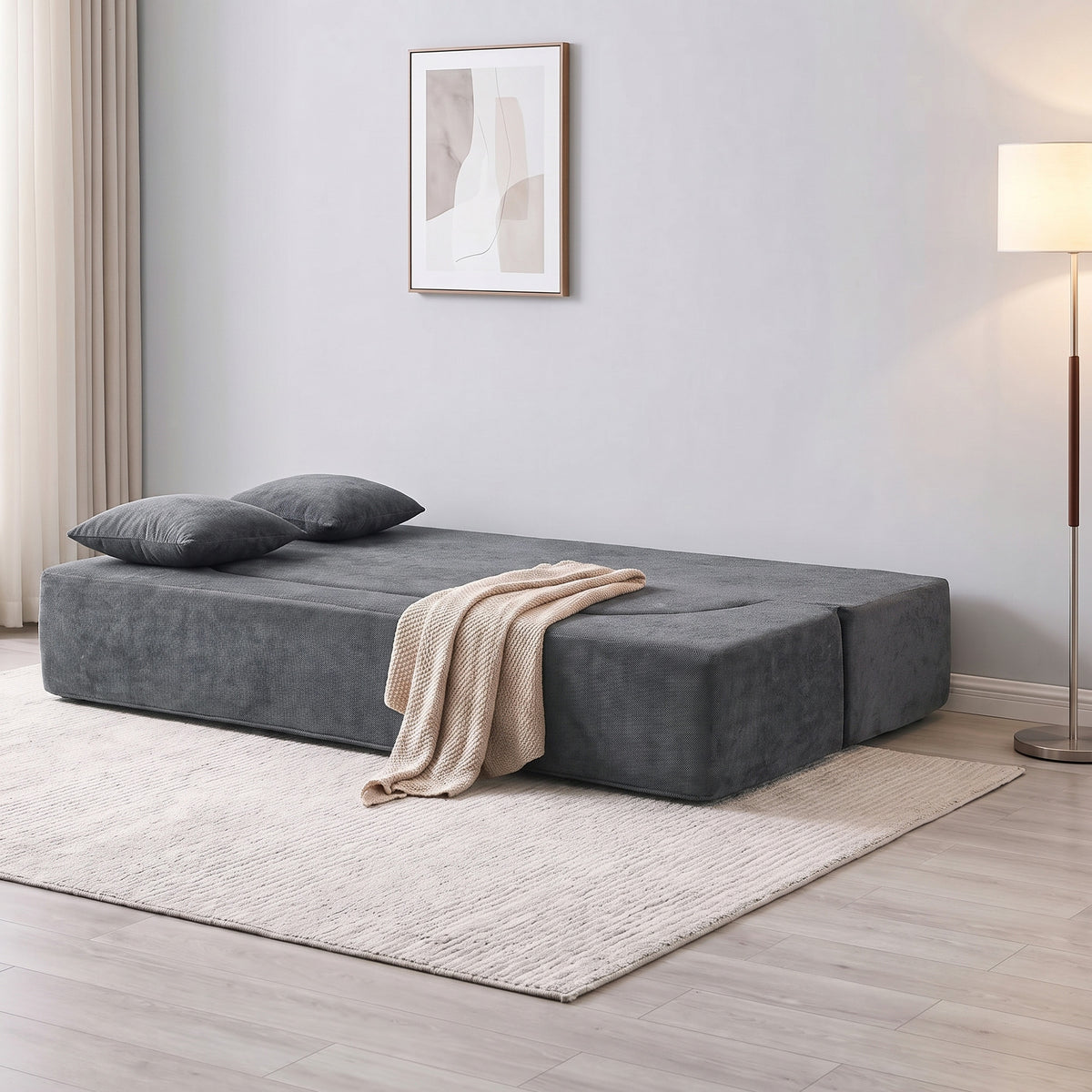 HOMCOM Schlafsofa, Bodensofa ohne Gestell mit dickem, hochdichtem Schaumstoff, breitem und tiefem Sitz – Produktabbildung 9