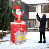 Outsunny Aufblasbare Weihnachtsdekoration, Weihnachtsmann in Schornstein, LEDs, Gebläse – Produktabbildung 3