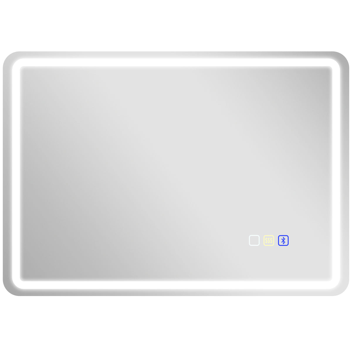 HOMCOM Badezimmerspiegel mit LED-Beleuchtung, Anti-Beschlags-Pad, 3 verstellbare Farben, Silberfarben