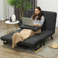 HOMCOM Schlafsofa 2er-Sofa mit Schlaffunktion, inkl. 2 Kissen, Sherpa-Optik, Natur + Dunkelgrau + – Produktabbildung 7