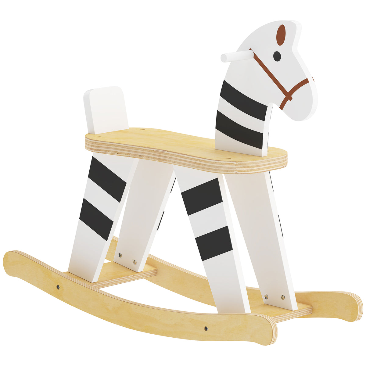 Schaukelpferd, Kinder Schaukeltier mit Haltegriffen Rückenlehne im Ponyform für Kinder von 1,5–3 Jahren