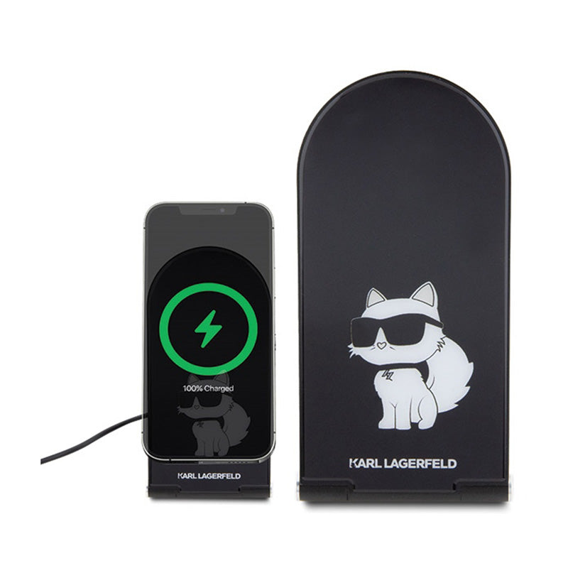 Karl Lagerfeld Choupette MagSafe - faltbar Ladegerät 2 in 1 s MagSafe für iPhone a AirPods 15W (schwarz) – Produktabbildung 2