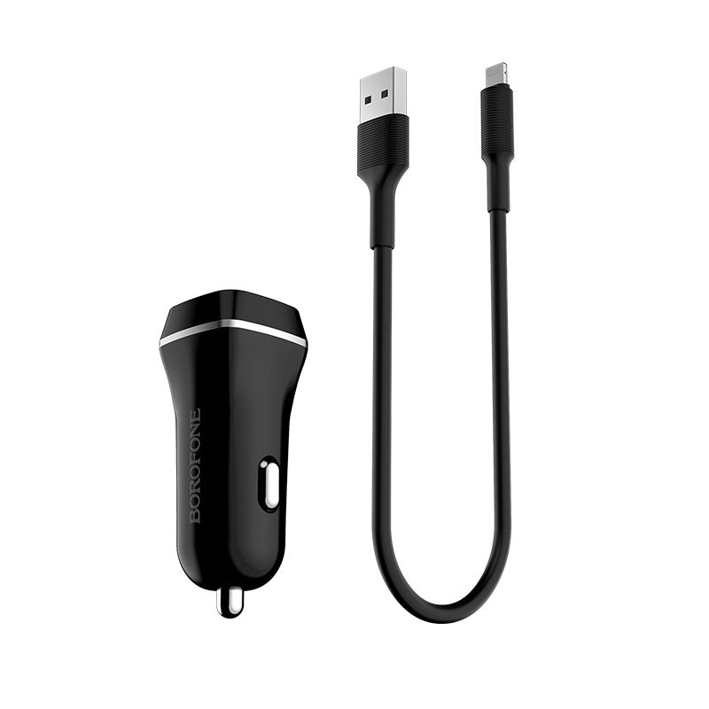 Borofone - Autoladegerät 2x USB Lightning Kabel in Packung, schwarz – Produktabbildung 2