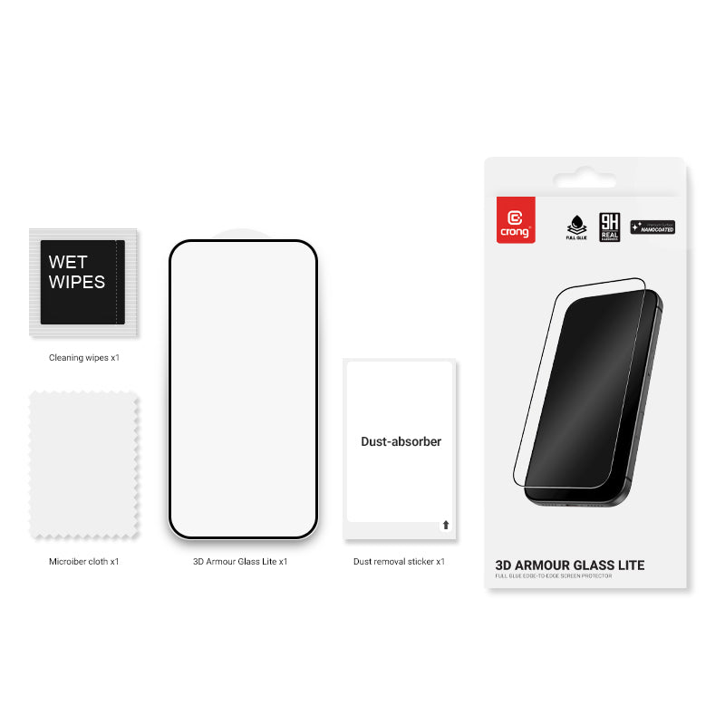 Crong 3D Armour Glass Lite- gehärtetes Glas s celoplošným lepením für Google Pixel 9 Pro XL / 10 Pro XL – Produktabbildung 2