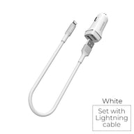 Borofone - Autoladegerät 2x USB Lightning Kabel in Packung, weiß
