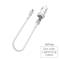 Borofone - Autoladegerät 2x USB Lightning Kabel in Packung, weiß