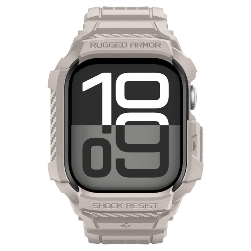 Spigen Rugged Armor Pro V2 – Armband s pouzdrem für Apple Watch 10/11 46 mm (dune beige) – Produktabbildung 2