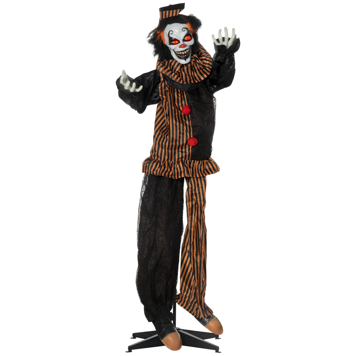 Outsunny Halloween-Dekoration Horror-Clown mit Spezialeffekten und Soundfunktion 100 cm x 18 cm x 153 cm