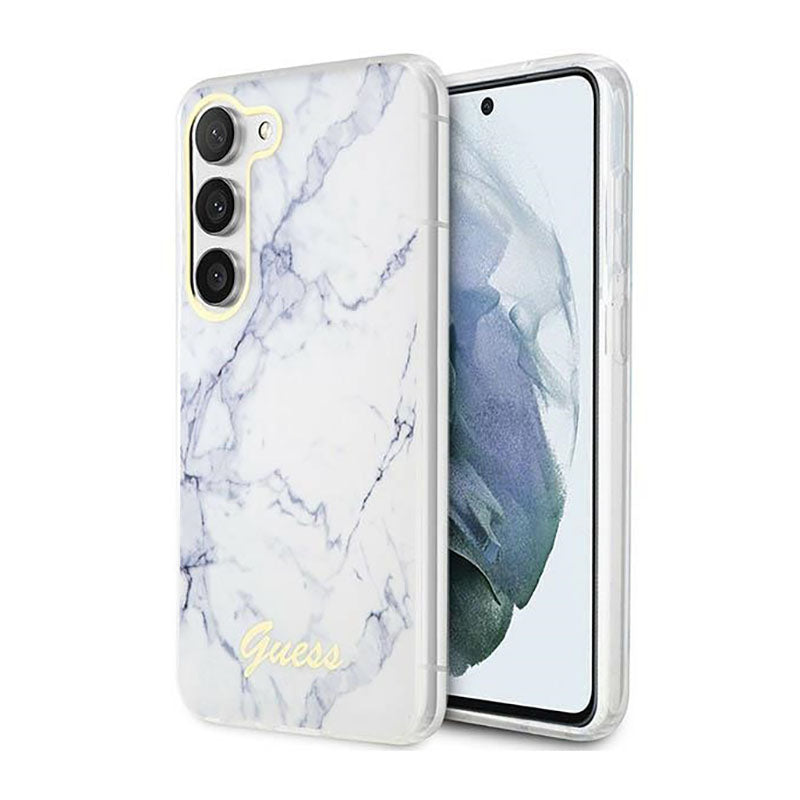 Guess Marble Collection - Hülle für Samsung Galaxy S23+ (weiß)