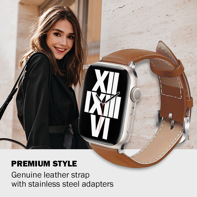 Crong Noble Band - Armband aus pravé Leder für Apple Watch 44/45/46/49 mm (mocha) – Produktabbildung 7