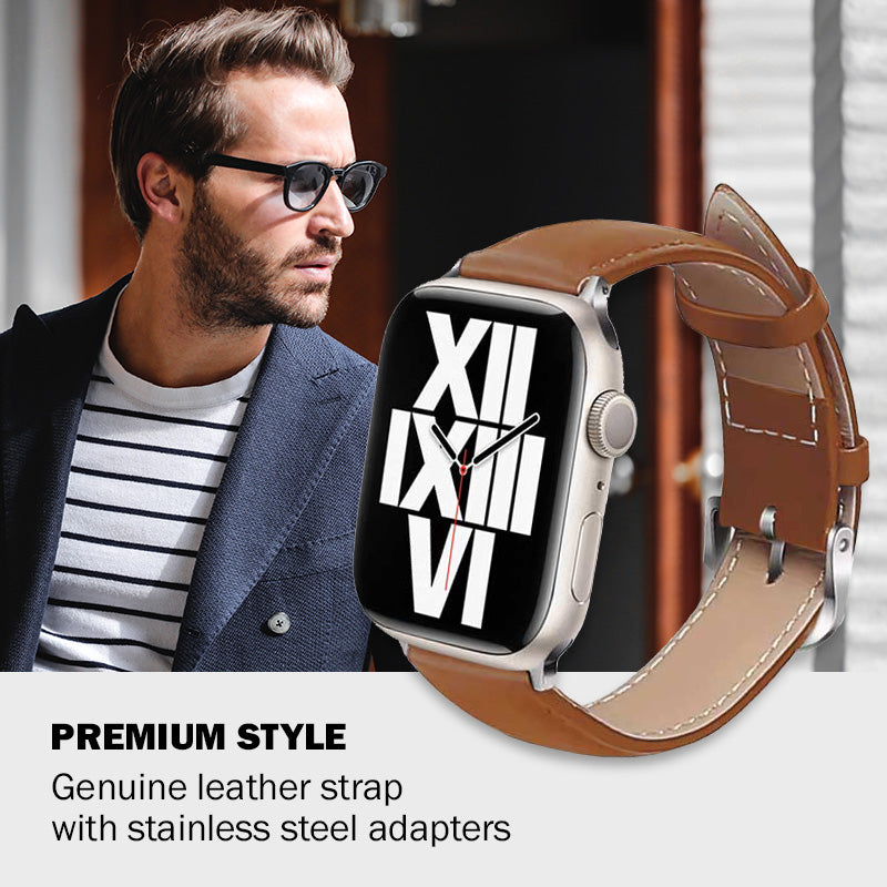 Crong Noble Band - Armband aus pravé Leder für Apple Watch 44/45/46/49 mm (mocha) – Produktabbildung 8