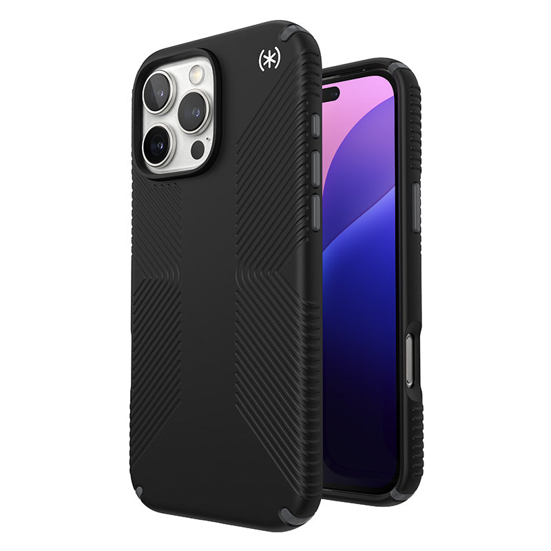 Hülle Speck Presidio2 Grip - iPhone 16 Pro Max (schwarz / schiefergrau grau / weiß)