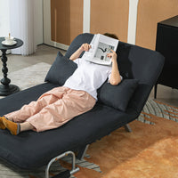 HOMCOM Schlafsofa, 5-fach verstellbar, Wildlederimitat, Stahlrahmen, inkl. Kissen, Schwarz – Produktabbildung 8