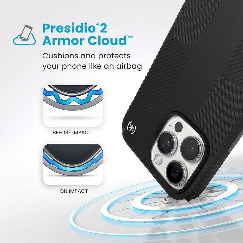 Hülle Speck Presidio2 Grip - iPhone 16 Pro Max (schwarz / schiefergrau grau / weiß) – Produktabbildung 2