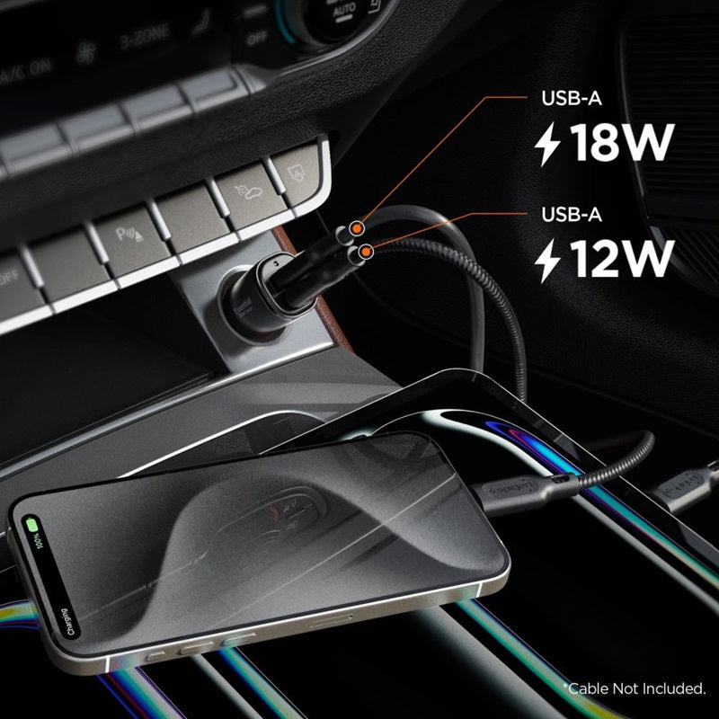 Spigen Essential EV302 – AutoLadegerät 2x USB-A 30W (schwarz) – Produktabbildung 6