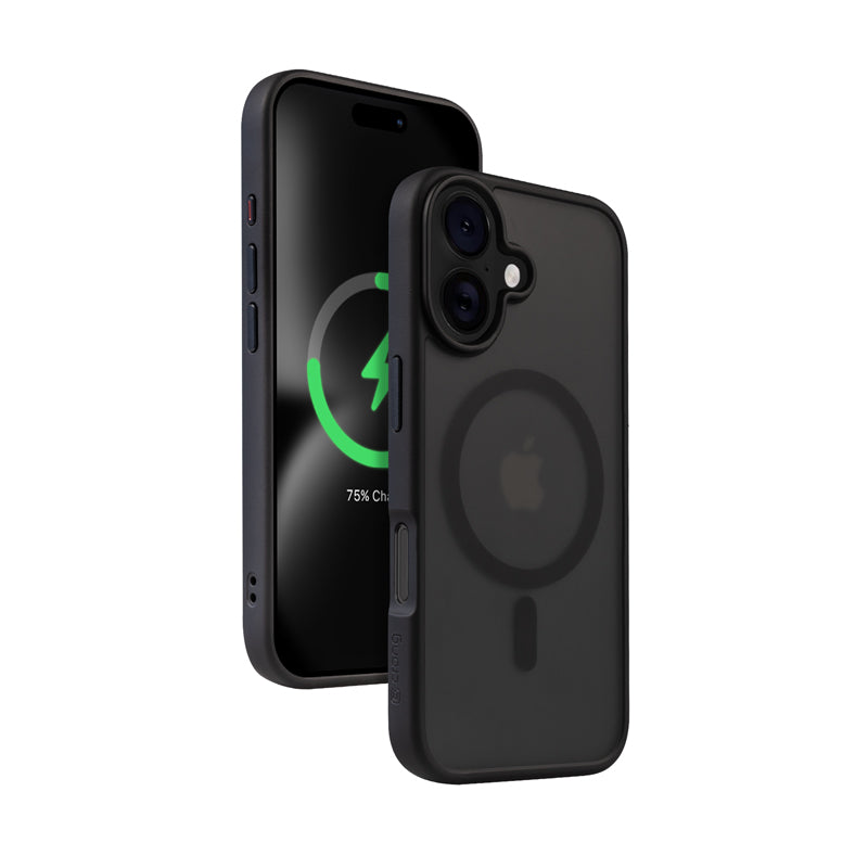 Crong Hybrid Frost MAG Cover - Hülle s MagSafe für iPhone 16 (schwarz)