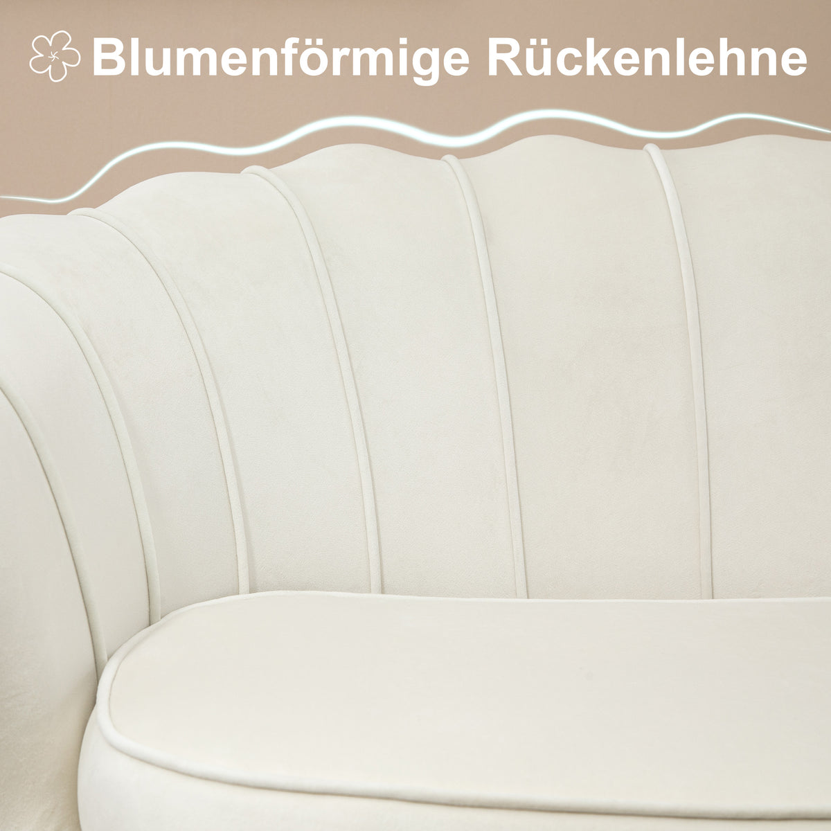 HOMCOM Vintage 2-Sitzer Sofa, Couch, Polstermöbel, Samtoptik, bis 150 kg, Creme/Gold – Produktabbildung 4