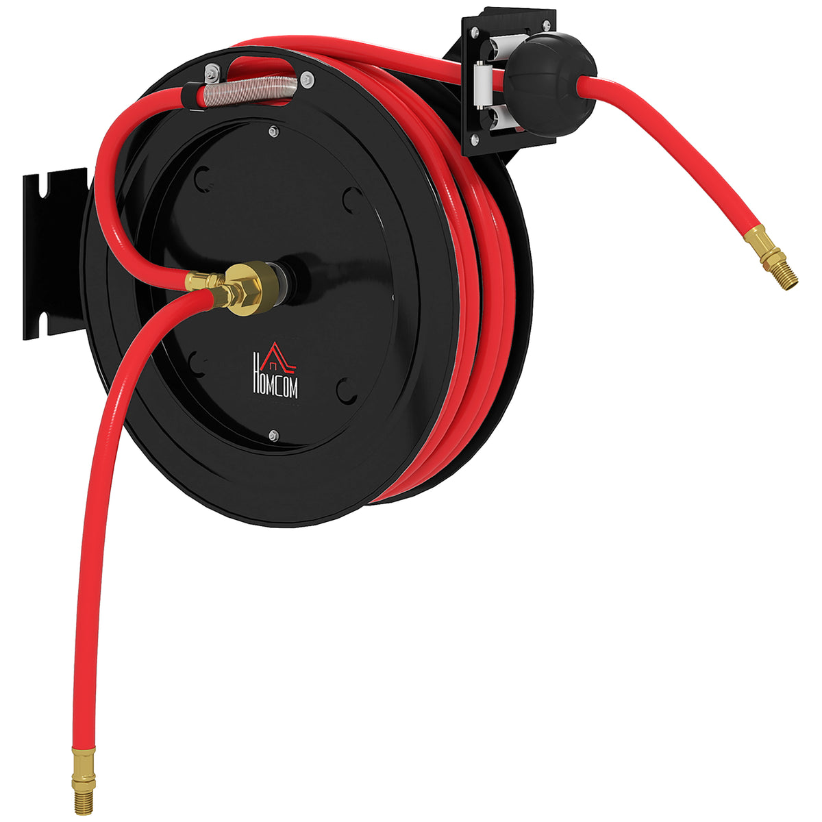 HOMCOM Wandmontierte Gartenschlauchrolle, automatisches Zurückziehen, 20 bar Wasserdruck, 15+1 m