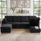 HOMCOM Ecksofa 4-Sitzer U-Form Sofa mit Stauraum-Ottomane, 306 cm Eckcouch mit Cord-Optik, 4 Kissen, für – Produktabbildung 2