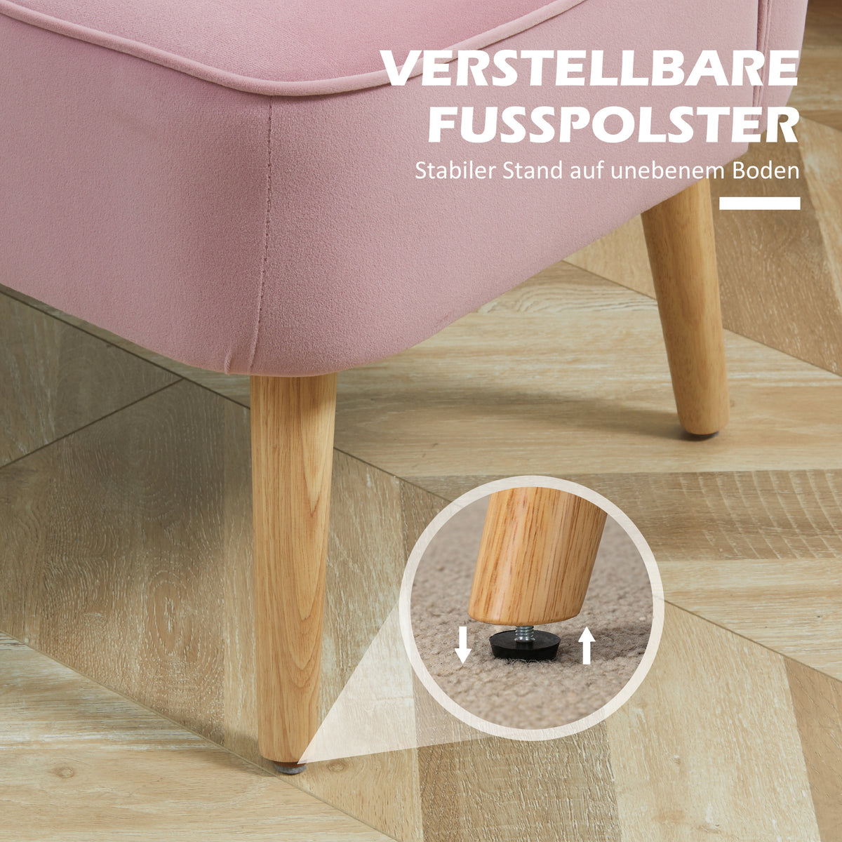 HOMCOM Sofa 2-Sitzer Stoffsofa Couch Polstersofa Loungesofa breit Rosa – Produktabbildung 7