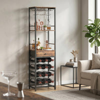 HOMCOM Weinbar-Schrank mit Schublade, Industrieller Barschrank, Weinregal für 12 Flaschen, Glashalter – Produktabbildung 10