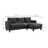 HOMCOM Ecksofa, L-förmiges 3-Sitzer-Sofa mit Chaiselongue, Holzkonstruktion, 8 Beine, Cordstoff – Produktabbildung 3