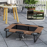 PawHut Erhöhtes Hundebett klappbar Haustierbett, Outdoor Hundeliege mit Netzdesign Kaffee Oxford 75 x 51 – Produktabbildung 5
