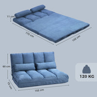 HOMCOM Bodensofa Schlafsofa Sofa, klappbar, verstellbare Rückenlehne, 102 cm x 73 cm x 60 cm , Blau – Produktabbildung 3