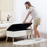 HOMCOM Aufbewahrungsbank, Sitzbank mit 65 L Stauraum, Teddy-Fleece-Stoff, Kautschukholz, 120 x 42 x 45 – Produktabbildung 9