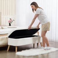 HOMCOM Aufbewahrungsbank, Sitzbank mit 65 L Stauraum, Teddy-Fleece-Stoff, Kautschukholz, 120 x 42 x 45 – Produktabbildung 9