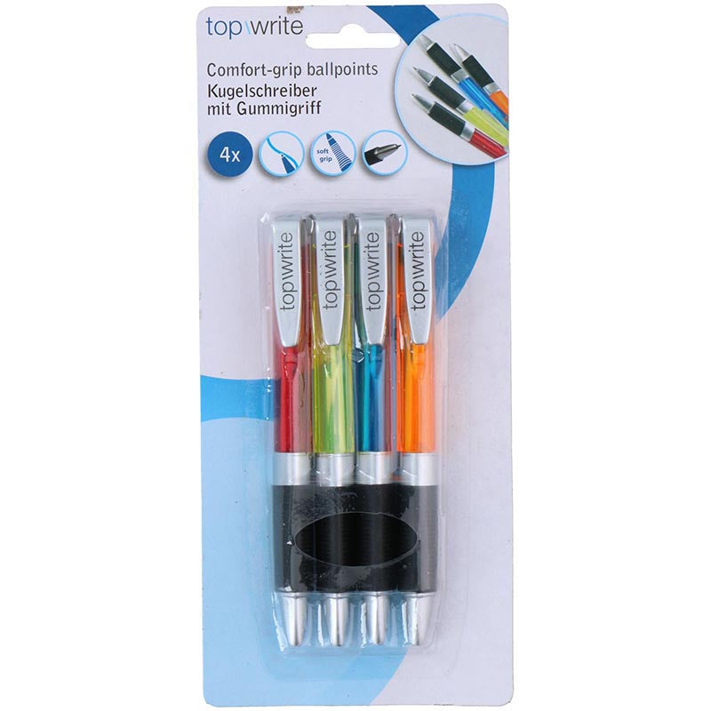 Topwrite - Set Kugelschreiber- per s gumovým úchopem blau 4 Stk