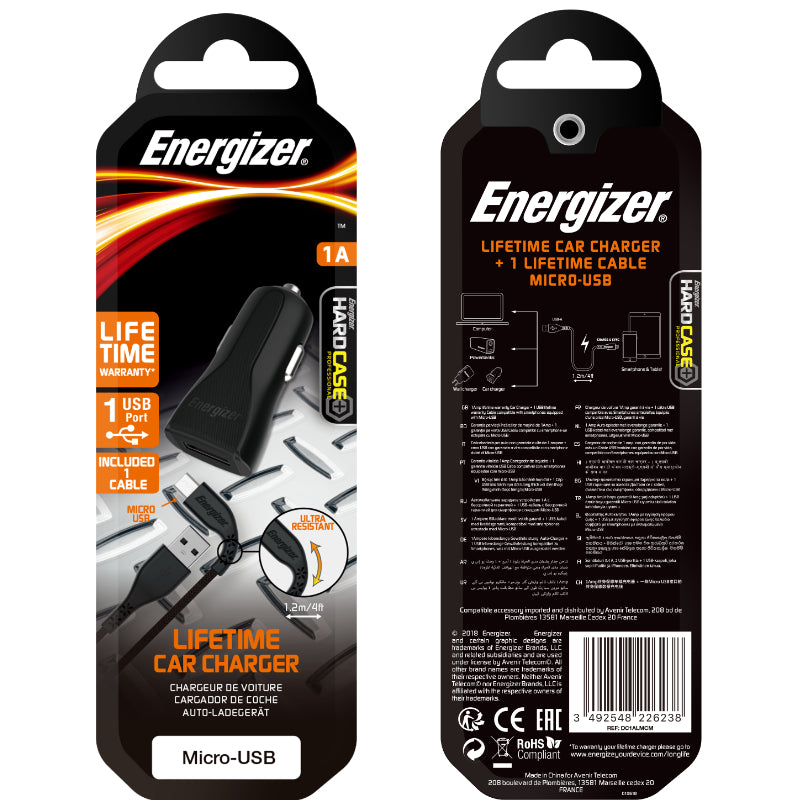 Energizer HardCase - Autoladegerät USB-A 1A + Kabel Micro USB (schwarz) – Produktabbildung 3