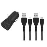 Energizer HardCase - Autoladegerät 2x USB-A 2,4A + Kabel USB-C a Micro USB (schwarz)