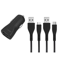 Energizer HardCase - Autoladegerät 2x USB-A 2,4A + Kabel USB-C a Micro USB (schwarz)