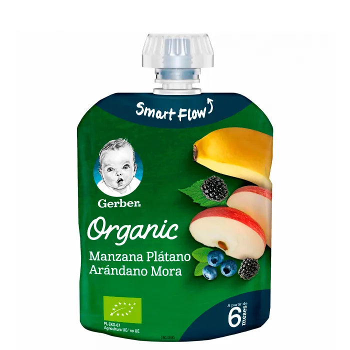 Gerber Organic Apfel Banane Blaubeere & Brombeere 90g