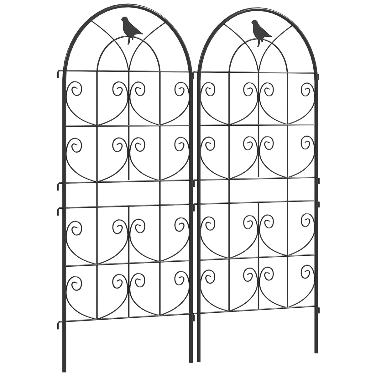 Outsunny Rankgitter Metall 2er Set zum Stecken rostfrei Rankhilfe mit Vogeldesign für Kletterpflanzen 50x120
