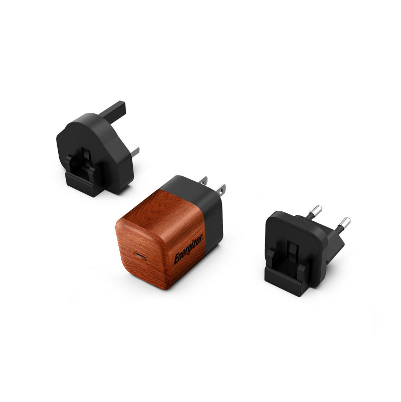 Energizer Ultimate - Multiplug EU / UK / US GaN 20W PD Netzladegerät (ořechová dýha)