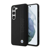 BMW Leather Textured & Stripe - Hülle für Samsung Galaxy S23 (Schwarz)