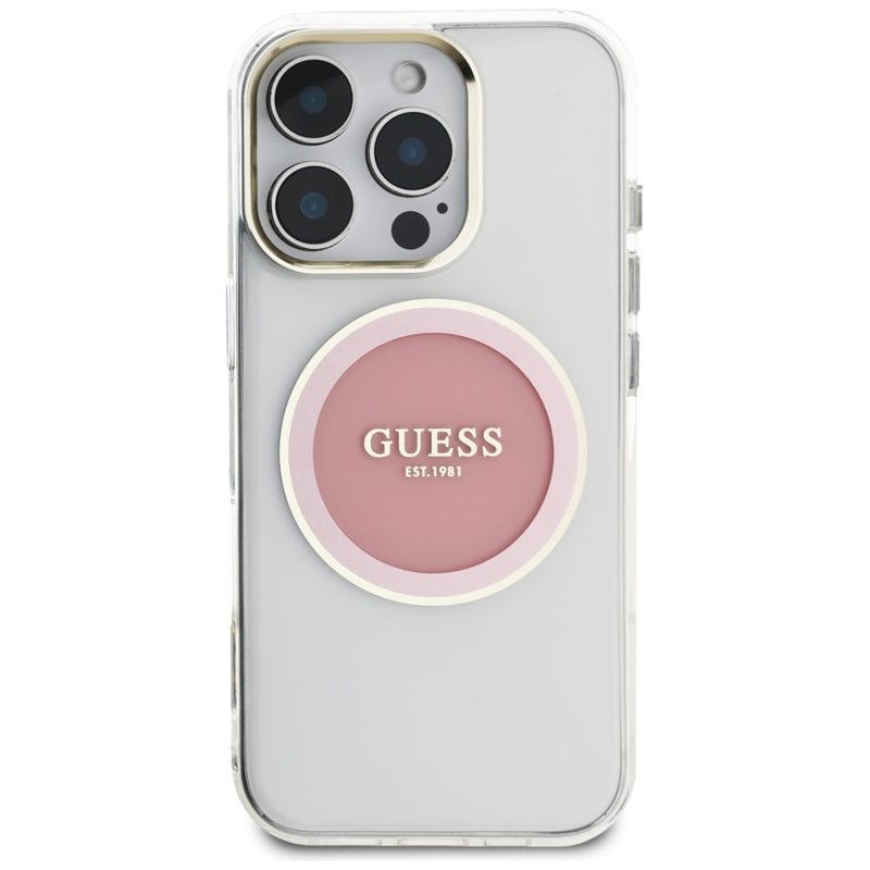 Guess IML Metal Colored Circle Classic Logo MagSafe - Hülle für iPhone 16 Pro (rosa) – Produktabbildung 3