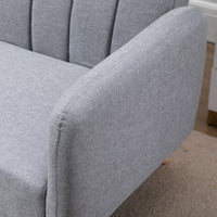 HOMCOM Schlafsofa, 2-Sitzer Stoffsofa, Sofa mit Schlaffunktion, leinenartiges Polyester, Kautschukholz – Produktabbildung 9