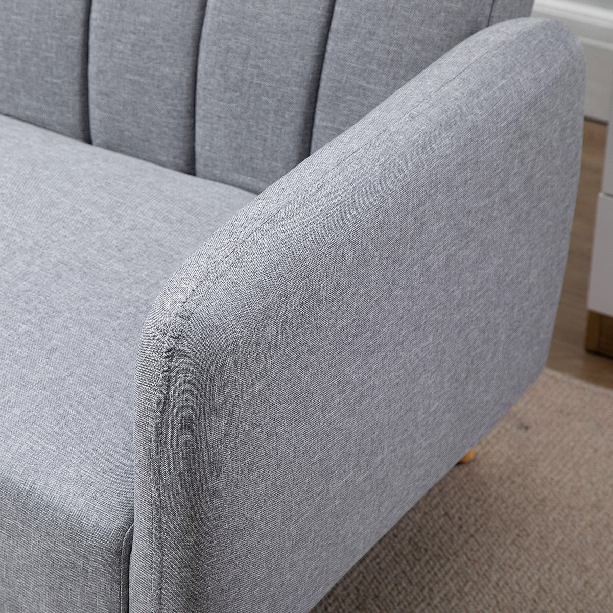 HOMCOM Schlafsofa, 2-Sitzer Stoffsofa, Sofa mit Schlaffunktion, leinenartiges Polyester, Kautschukholz – Produktabbildung 9