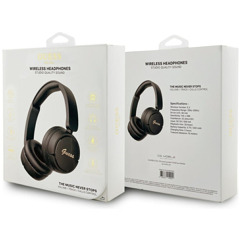 Guess Metal Logo Script - kabellose Over-Ear- Kopfhörer Bluetooth V5.3 (schwarz) – Produktabbildung 4