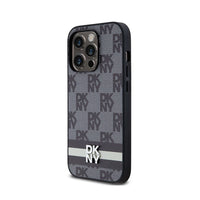 DKNY Leather Checkered Mono Pattern & Printed Stripes - Hülle für iPhone 14 Pro (schwarz) – Produktabbildung 2