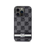 DKNY Leather Checkered Mono Pattern & Printed Stripes - Hülle für iPhone 14 Pro (schwarz) – Produktabbildung 3