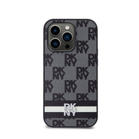 DKNY Leather Checkered Mono Pattern & Printed Stripes - Hülle für iPhone 14 Pro (schwarz) – Produktabbildung 3