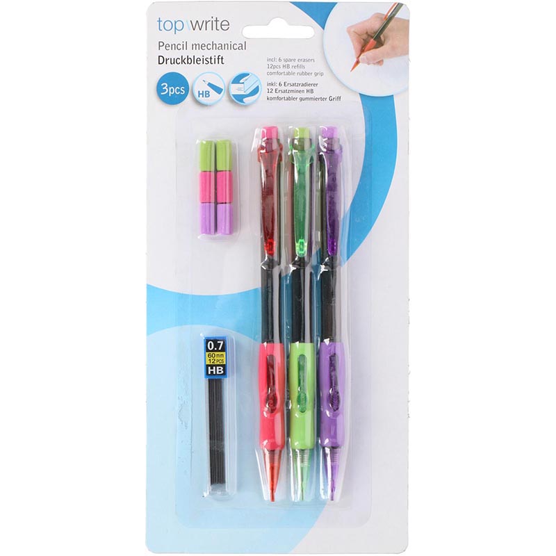 Topwrite - Set mechanických tužek s vyměnitelnými náplněmi + gumy 10 Elemente – Produktabbildung 2