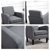 Einzelsessel, Relaxsessel, Polstersessel mit Holzfüßen, Stoff in Leinenoptik, 66 x 72 x 74 cm, Hellgrau – Produktabbildung 8